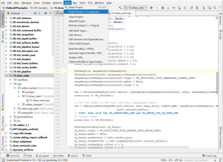Selecting the drawcube project from the config pulldown