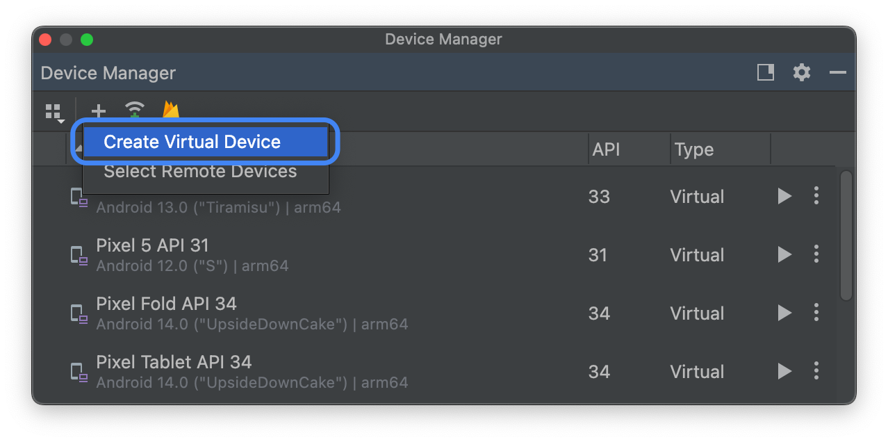 Creare un dispositivo virtuale Android in Android Studio