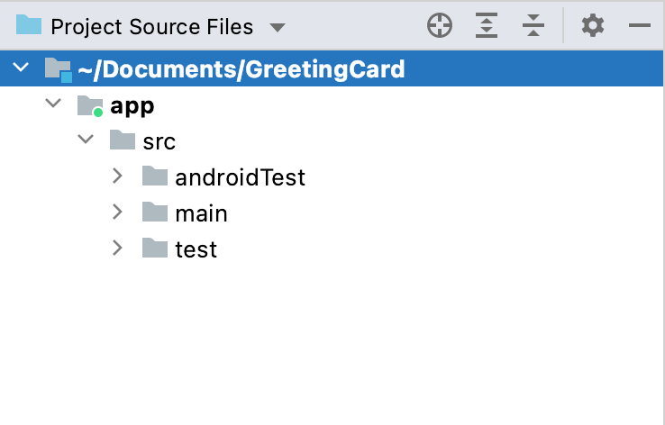 Gambar ini menampilkan tab Project dengan menu Project Source Files yang dipilih.