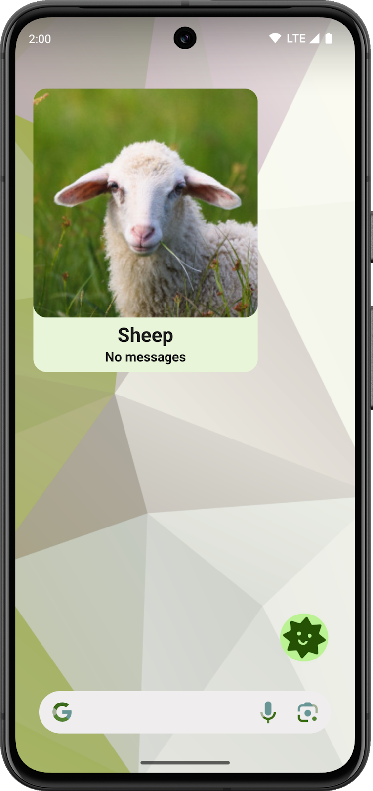 Uma tela inicial do Android com o widget Socialite.