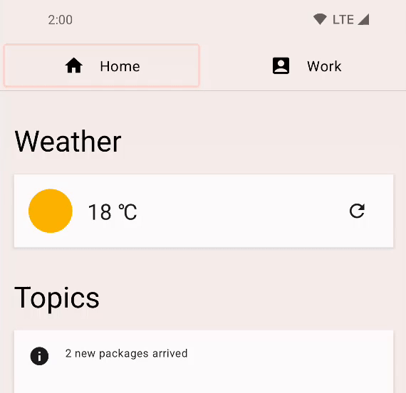 Animação de mudança de cor em ação entre guias
