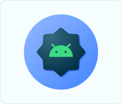 Una GIF che mostra un'animazione ripetuta della stessa icona di esempio di Android,
che mostra forme diverse a seconda della maschera utilizzata: un cerchio e poi
due tipi diversi di squircle