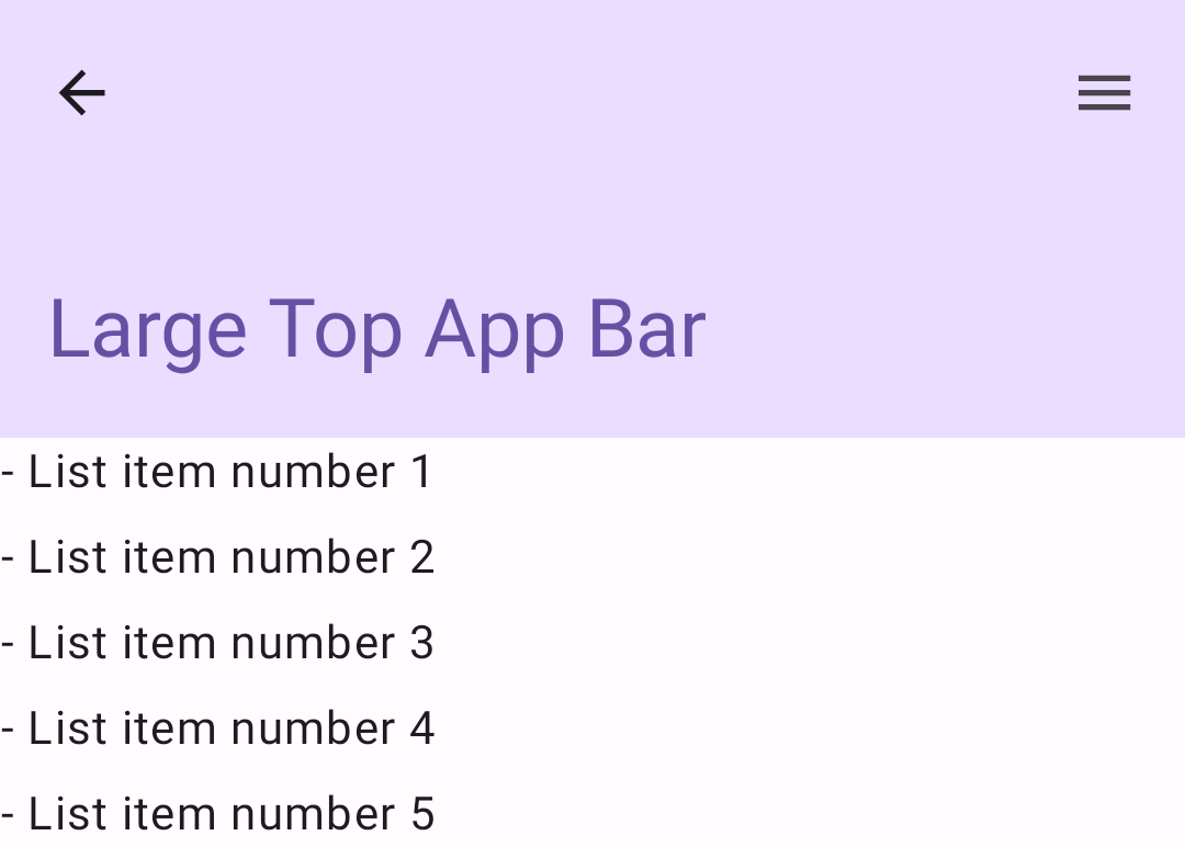 Écran d&#39;une application avec une barre d&#39;application inférieure contenant des icônes d&#39;action sur la gauche et un bouton d&#39;action flottant sur la droite.