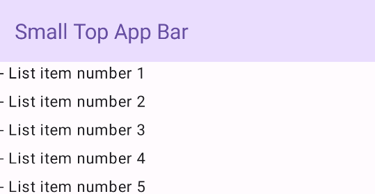 An example of a small top app bar.