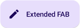 實作 ExtendedFloatingActionButton，顯示「extended button」文字和編輯圖示。