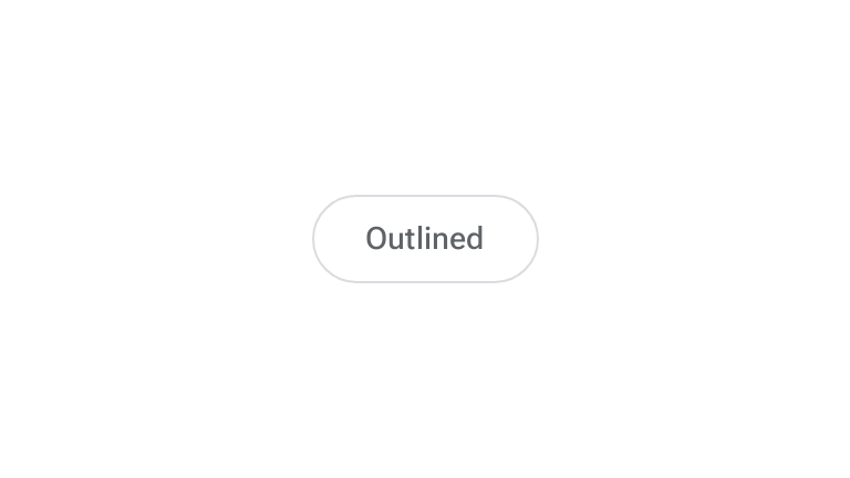 Un botón transparente con un borde oscuro que dice "Outlined".
