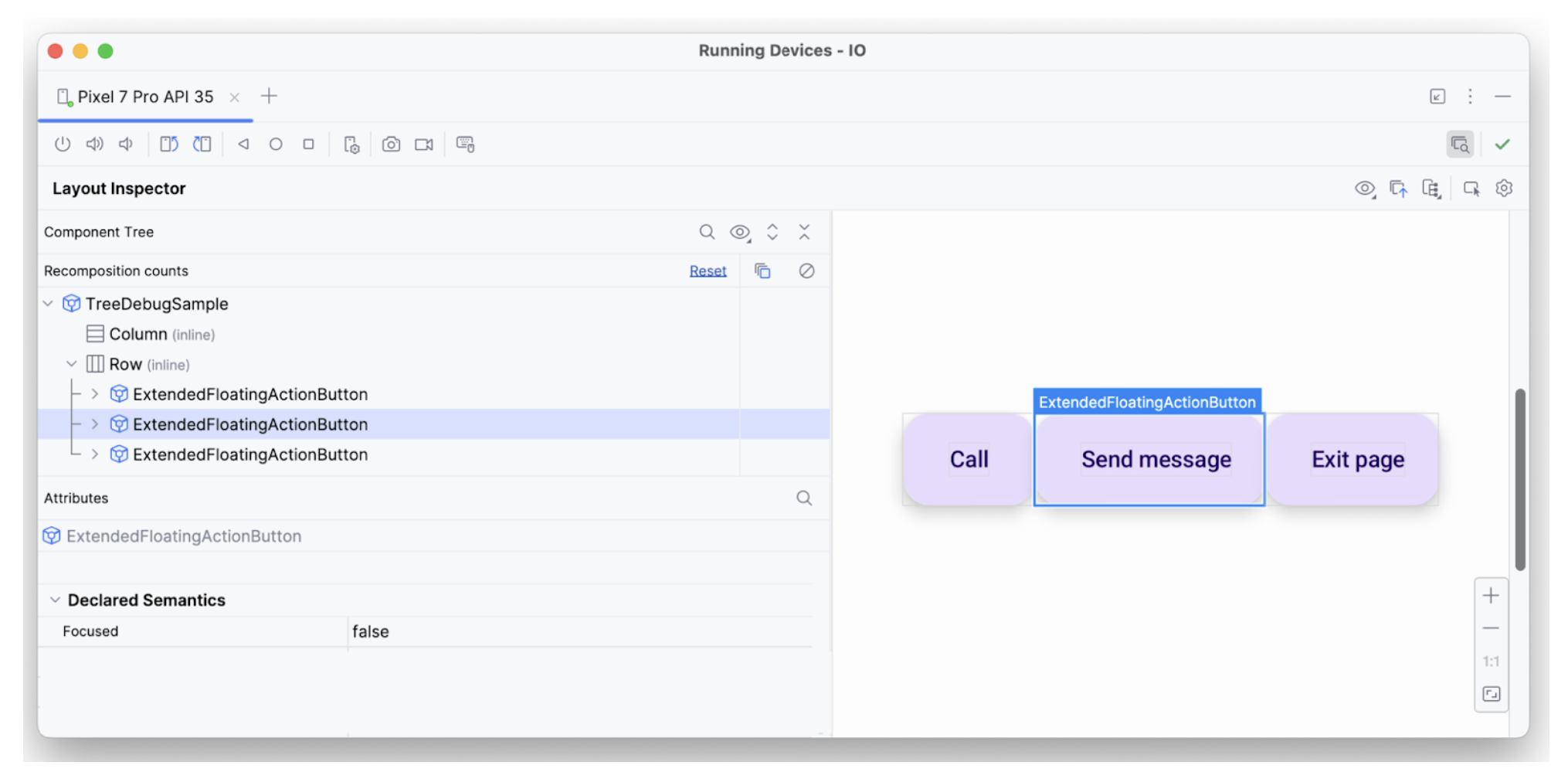 Layout Inspector: segundo elemento com foco
