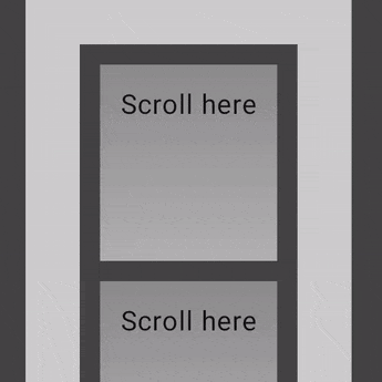 Two nested vertical scrolling UI elements, responding to gestures inside and outside the inner element