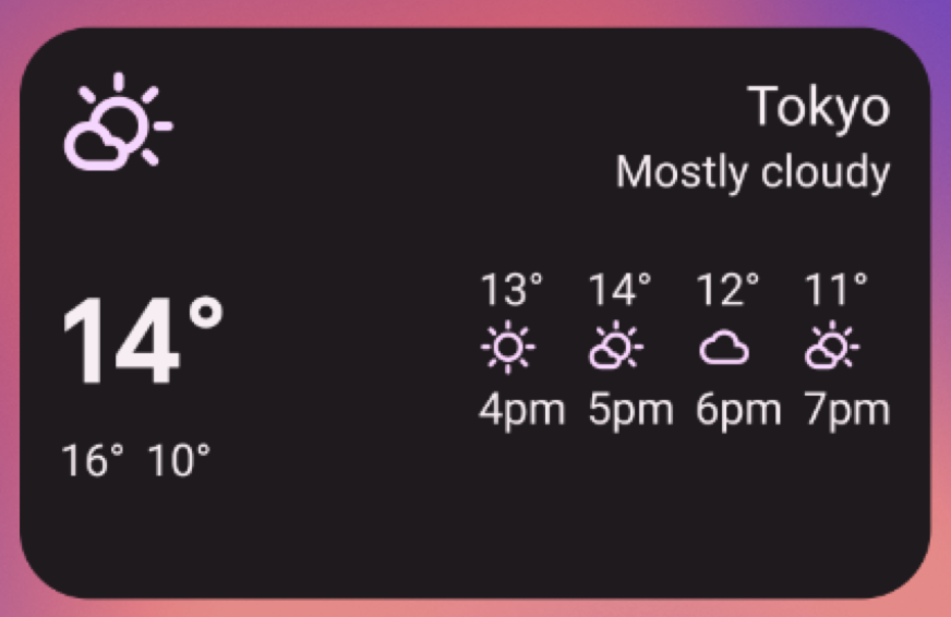 An information widget from a weather app.