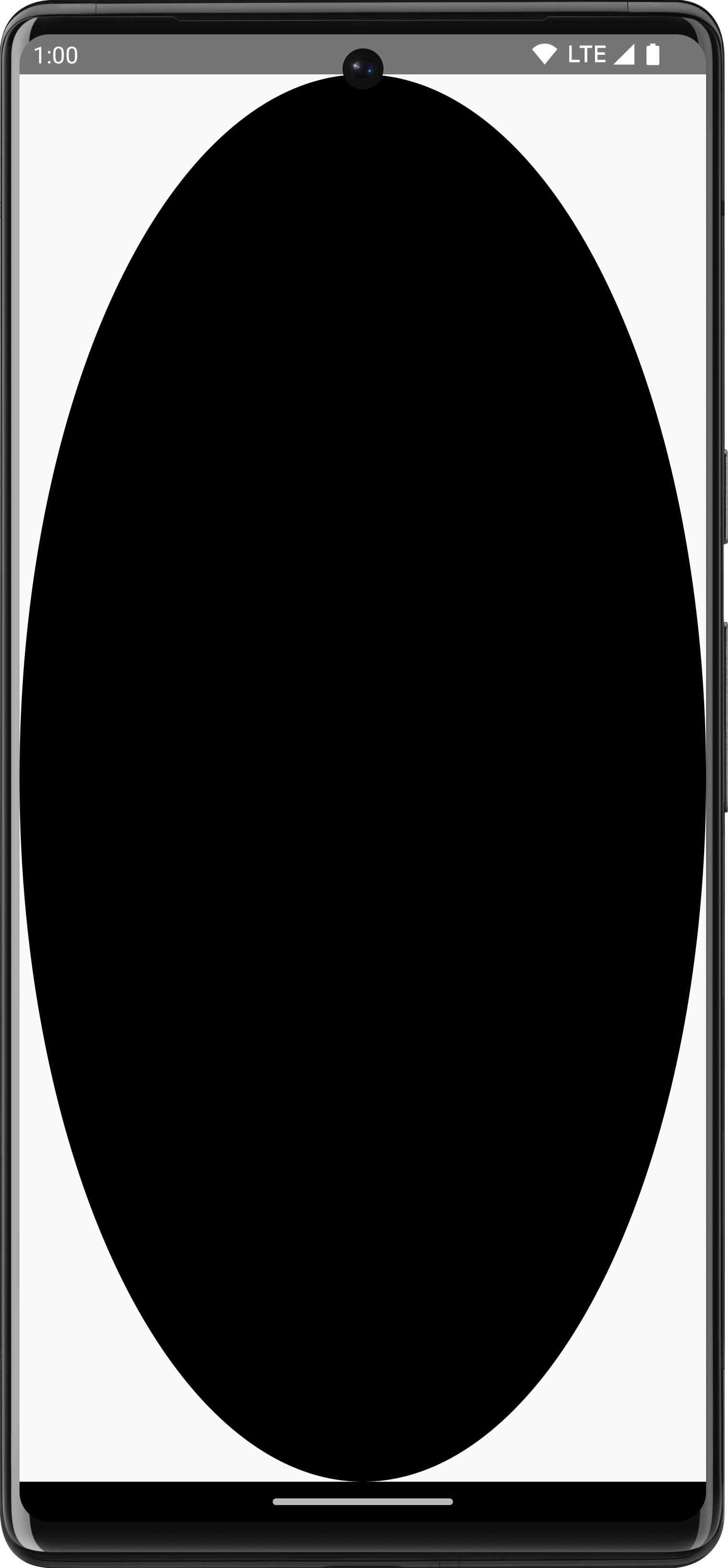An oval black ShapeDrawable taking up full size