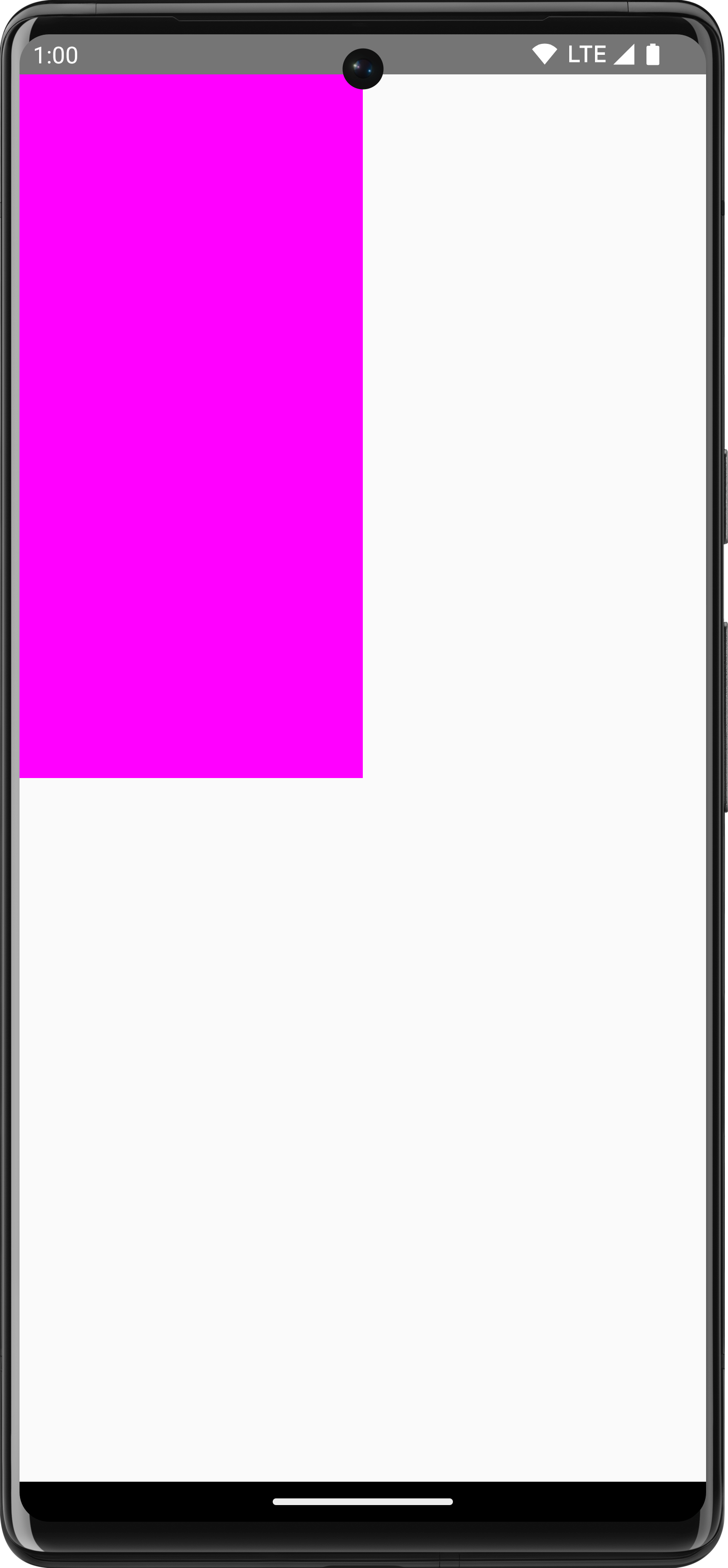 Pink rectangle drawn on a white background that takes up a quarter of the screen