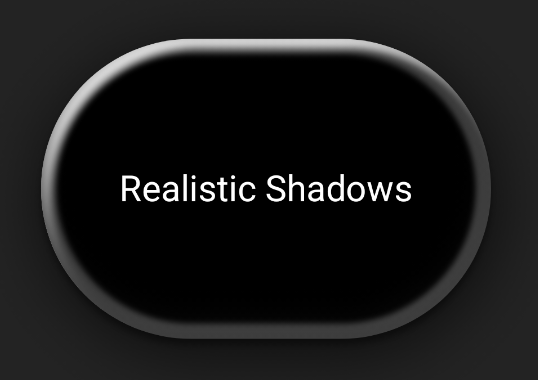 A white realistic shadow around a black rounded shape.