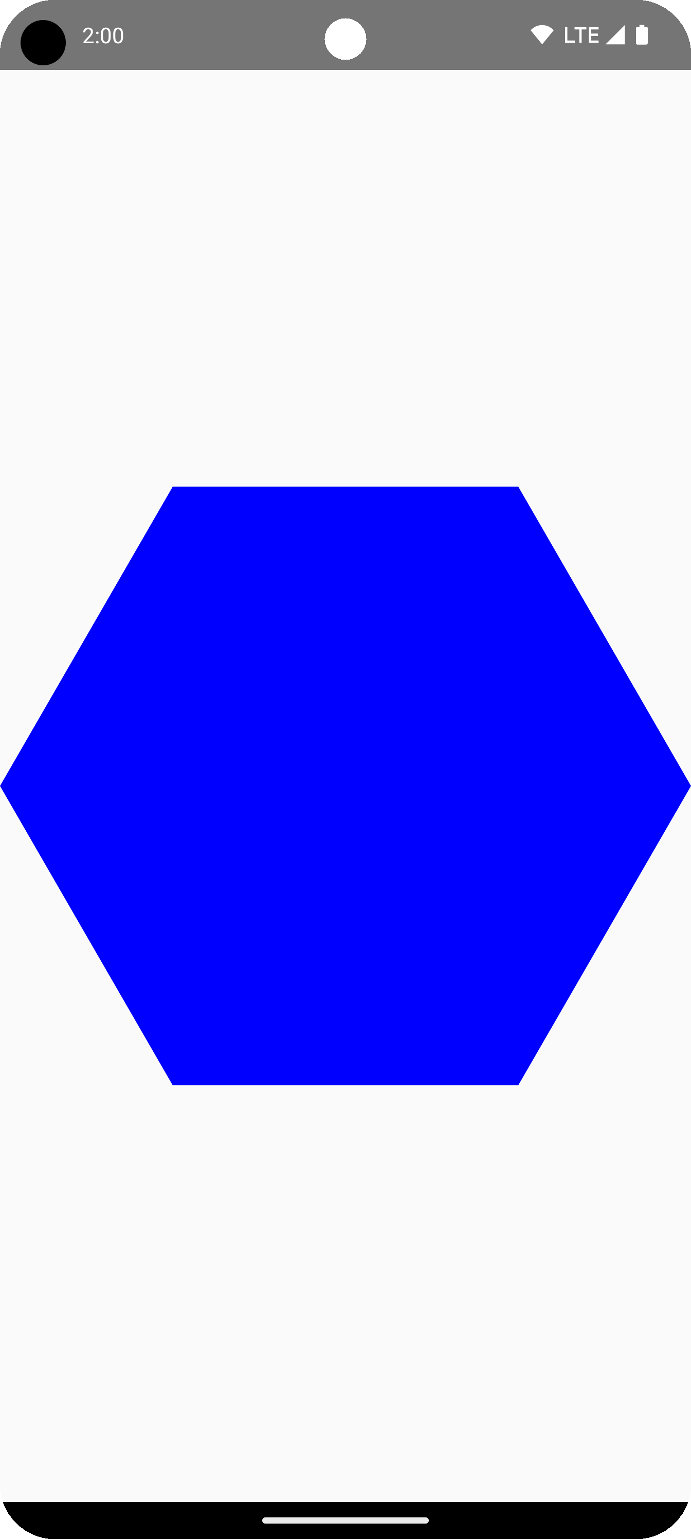Blue hexagon in the center of the drawing area