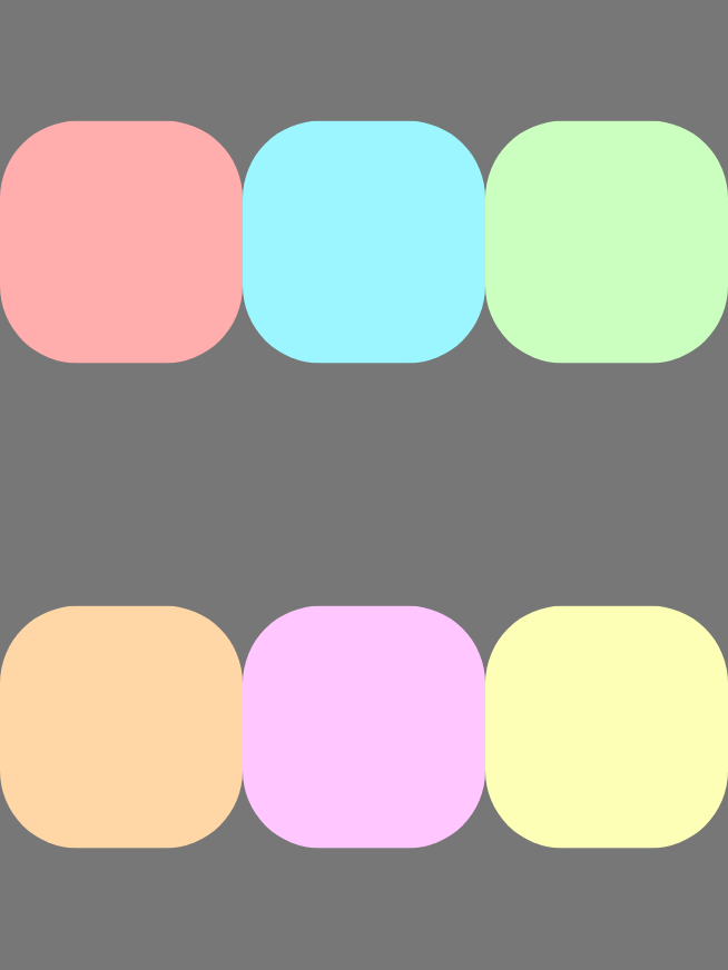 כמה שורות של פריטים שמפוזרים לאורך הציר הניצב, עם רווחים ביניהם.