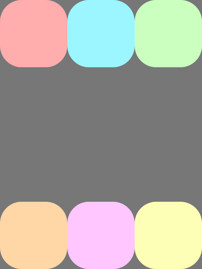 沿交叉轴分布的多行项目，项目之间有间距。