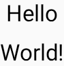 Temel bir FlexBox uygulamasında üst üste yerleştirilmiş Hello World metin composable'ları.