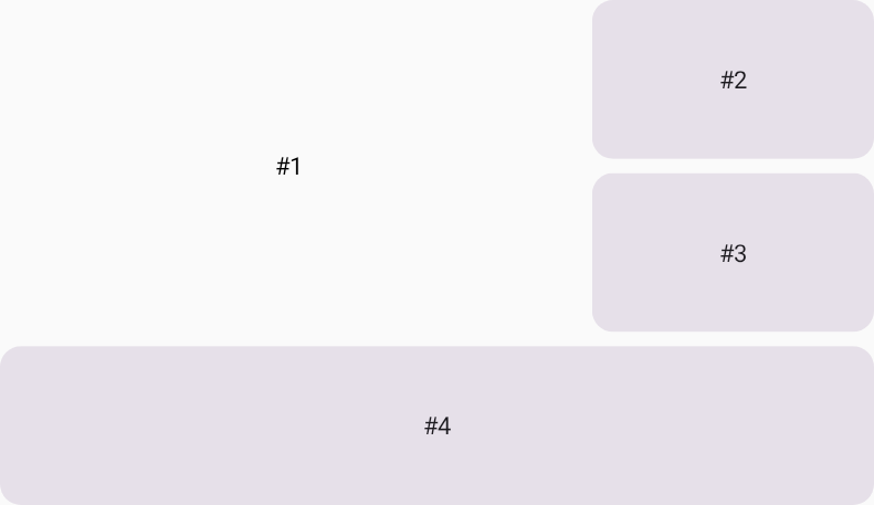 「Text with #1」は、2 行 2 列で構成されるグリッド領域の中央に配置されます。