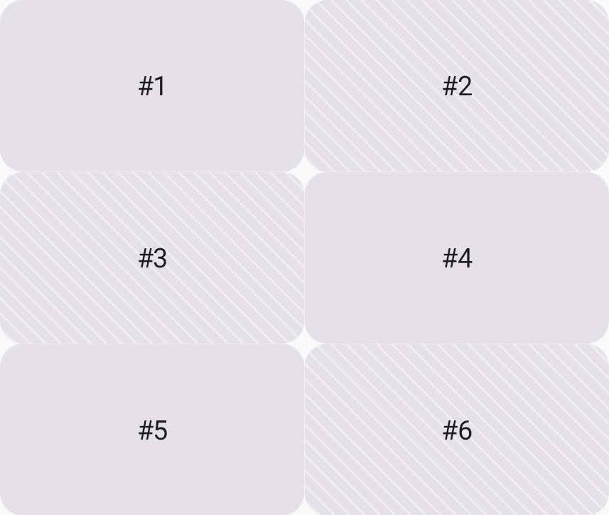 วางไพ่ 6 ใบในตารางกริดที่มี 3 แถวและ 2 คอลัมน์