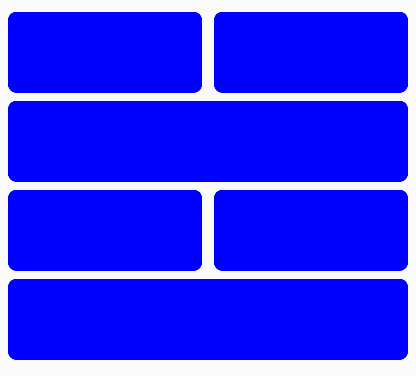 Alternating grid with flow row