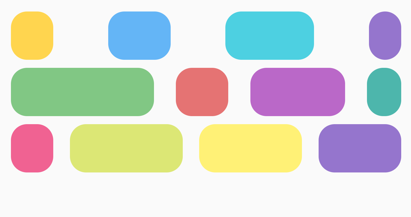 Organização de itens com espaço entre eles