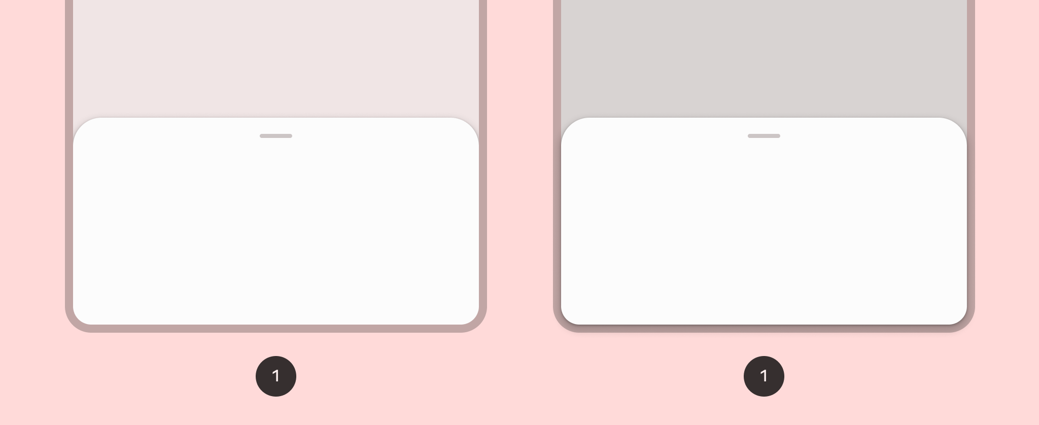 Exemplo de uma página inferior modal do Material Design 3.