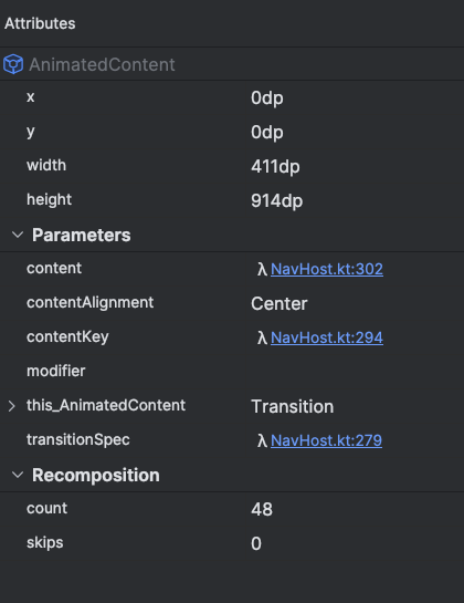 Informacje semantyczne wyświetlane za pomocą narzędzia Layout Inspector