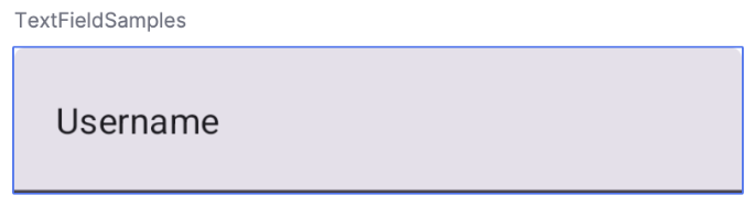 Um TextField com o texto "Nome de usuário" aparecendo dentro do campo de texto.