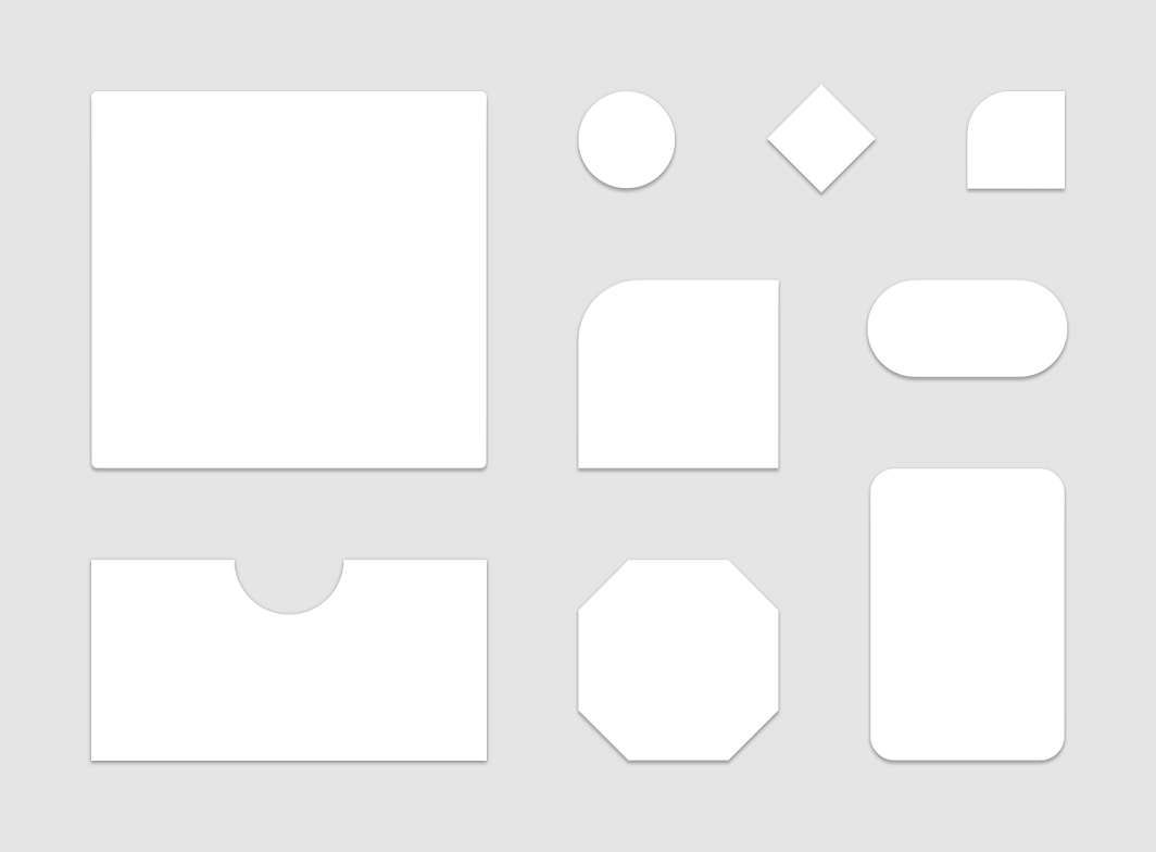 Muestra una variedad de formas de Material Design