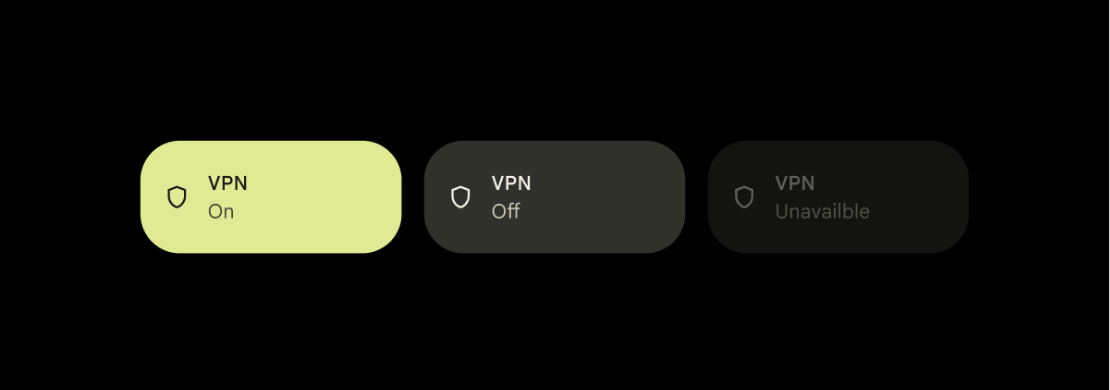 مربّع شبكة VPN مصبوغ ليعكس حالات العناصر