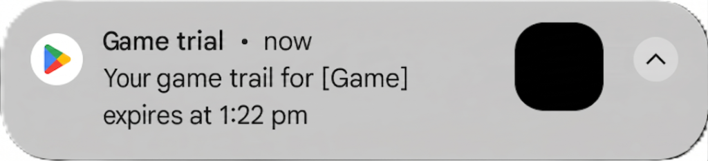 Android push notification warning the player of pending trial expiration