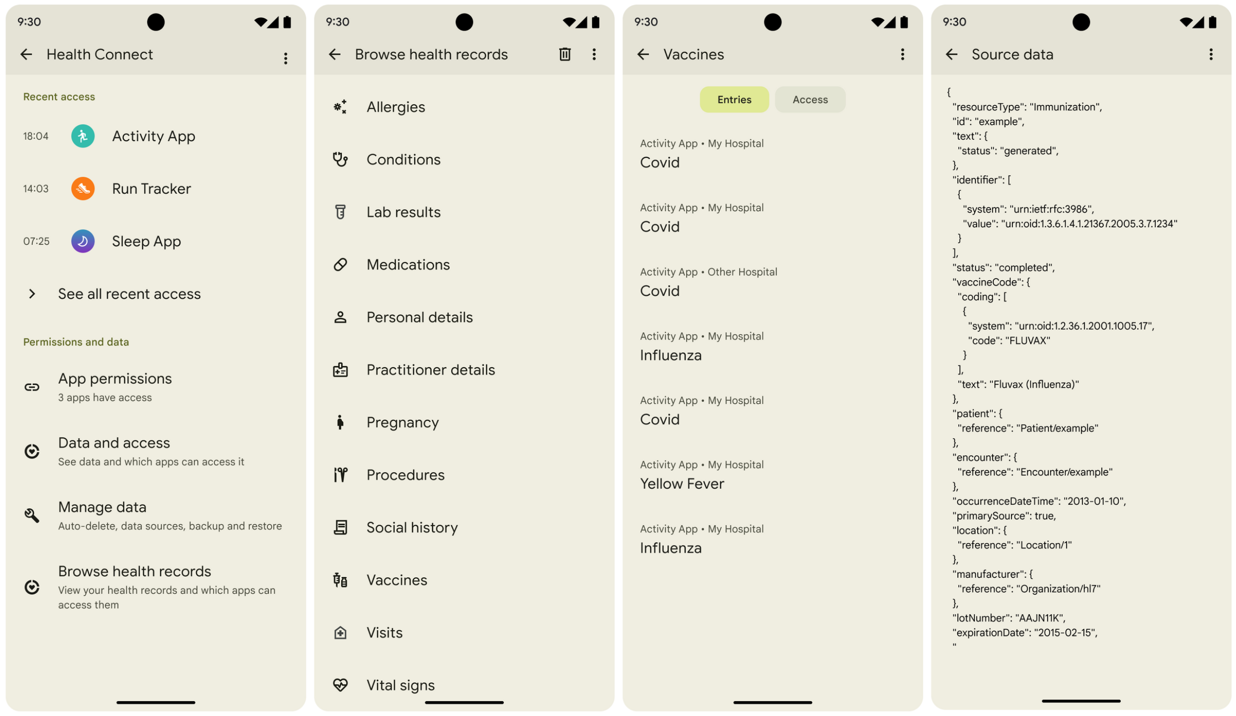 صفحه مرور داده ها برای سوابق پزشکی