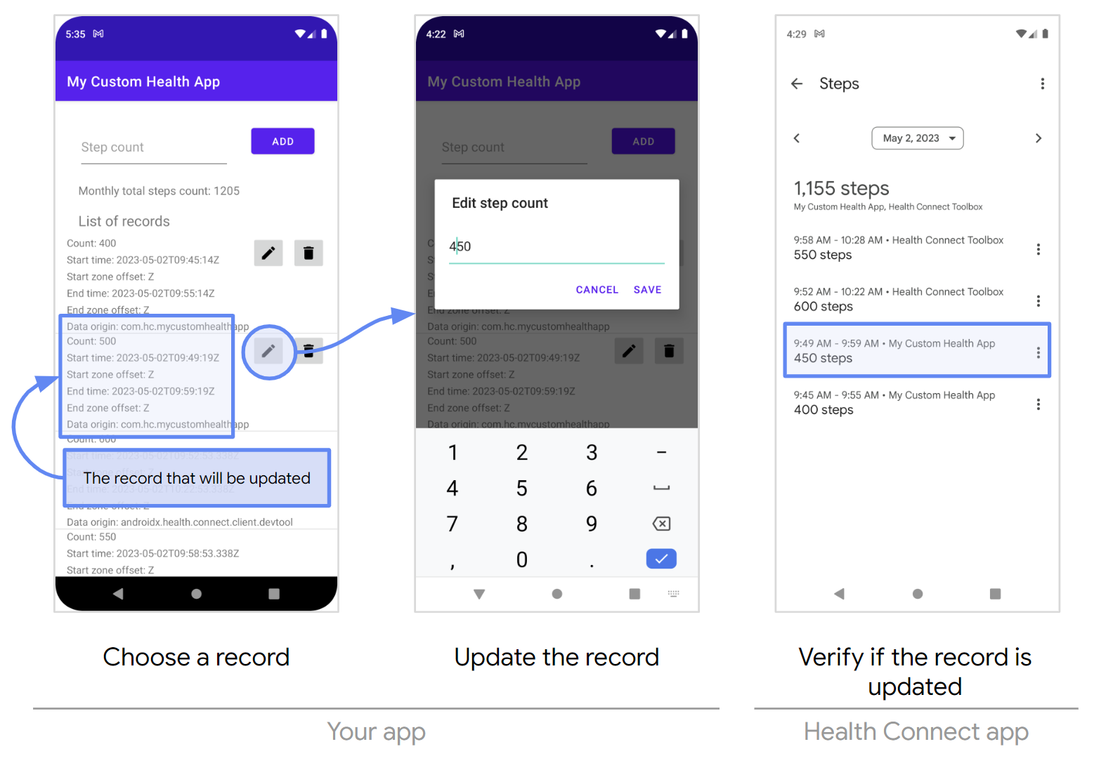 Aggiornare i dati tramite l'app