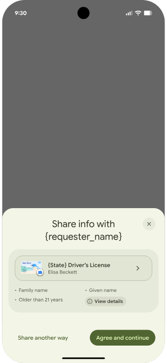 Image showing the digital credentials UI in Credential Manager