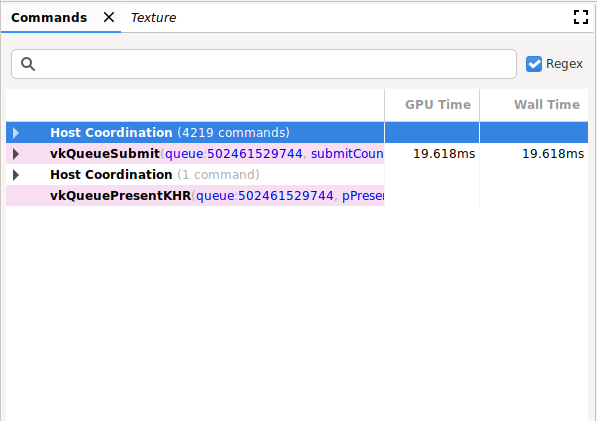 Erste Ansicht eines OpenGL- oder Vulkan-Traces