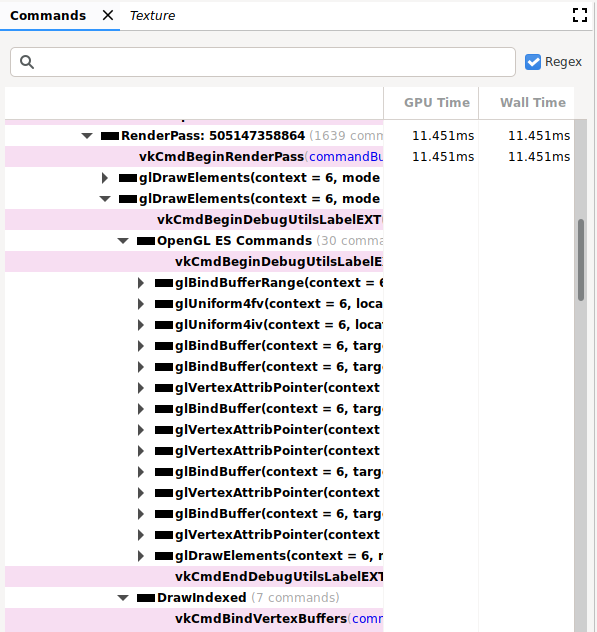 Como visualizar um rastro do OpenGL