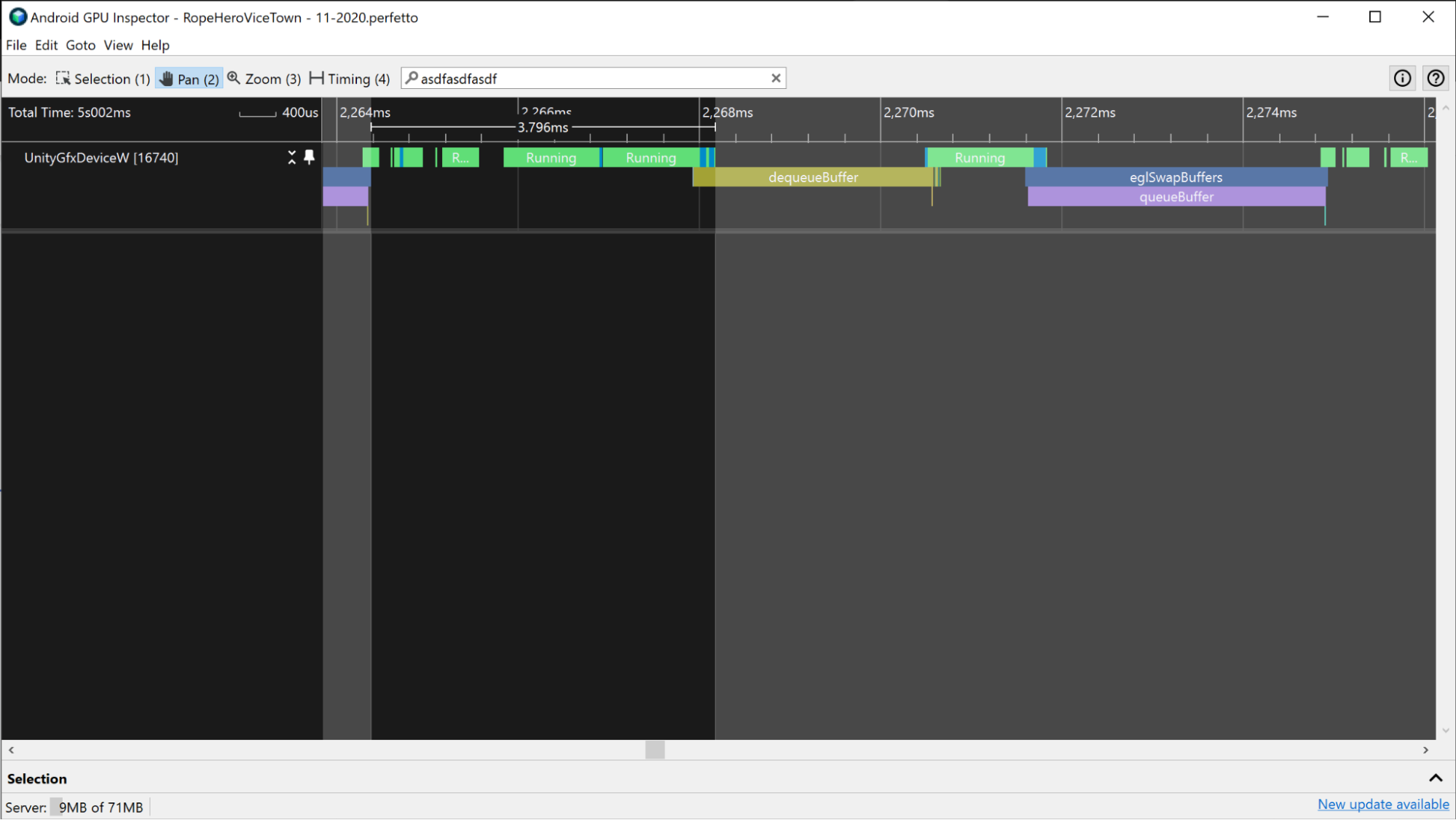 Screenshot dua periode waktu CPU yang dapat digunakan untuk mengukur waktu CPU aktif.