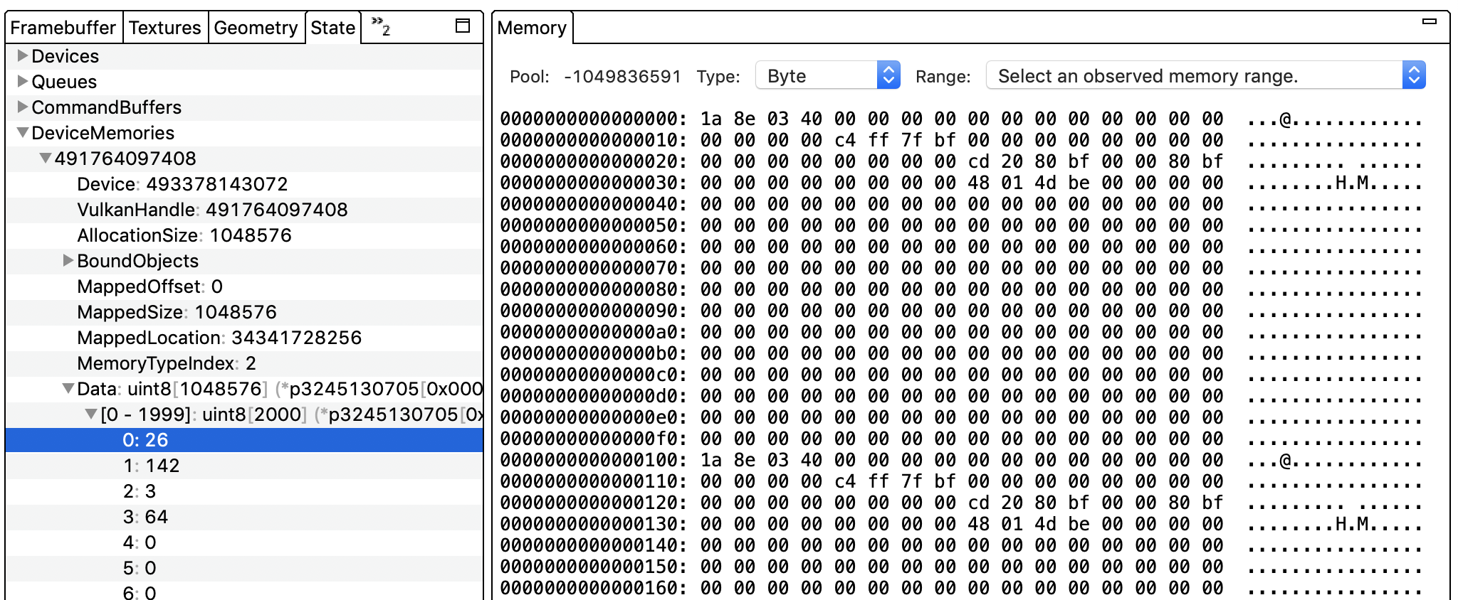 Arbeitsspeicherstatus