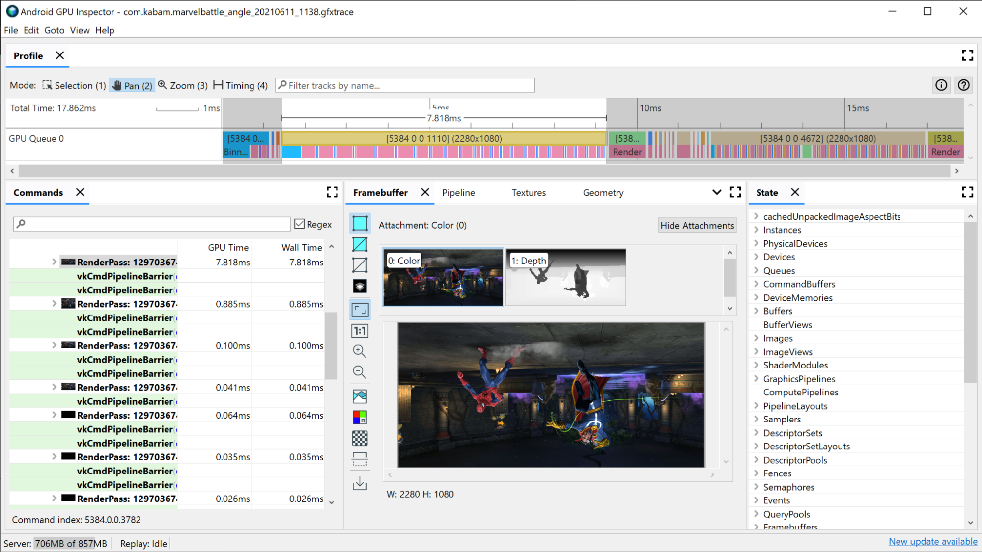 Bereich „Befehle“