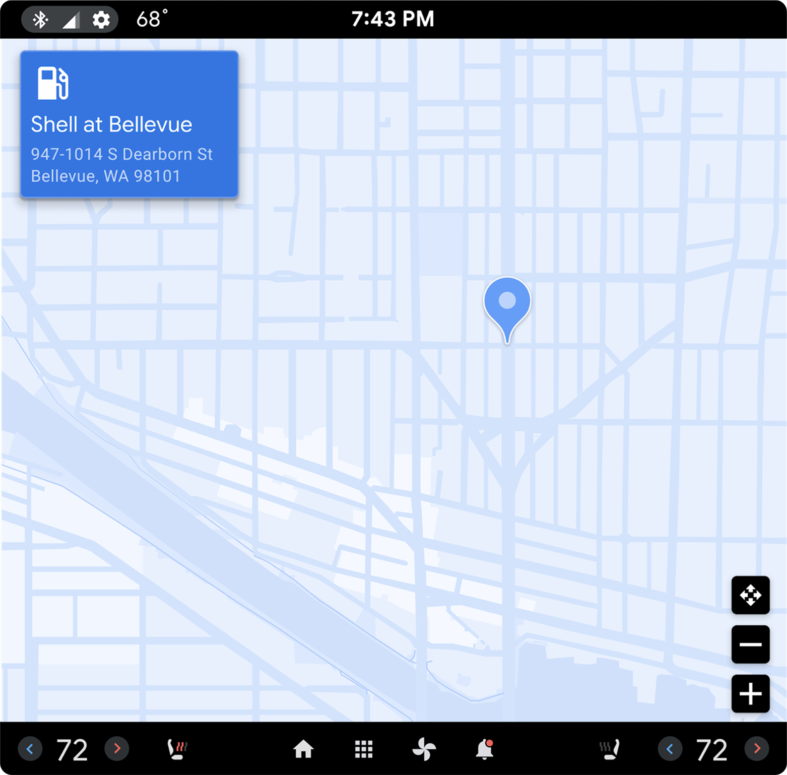Szablon nawigacji z wyświetlonym komunikatem