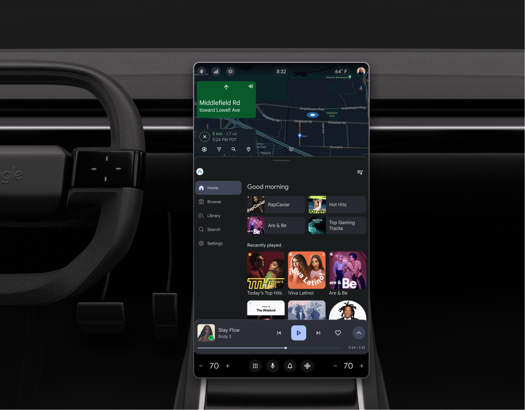 Exemple de vue Navigation en mode Portrait