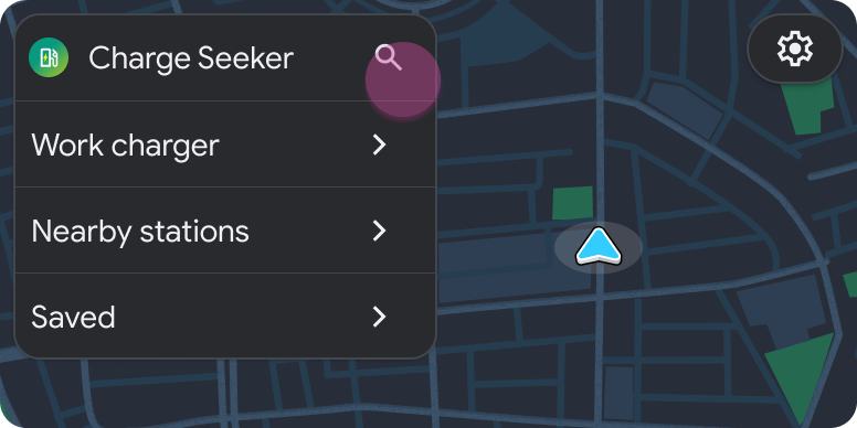 List template included in the Map + Content template with Work
          charger, Nearby stations, and Saved sublists