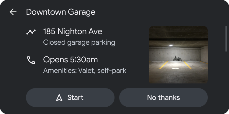 תבנית חלונית עם פרטים נוספים על המיקום שנבחר