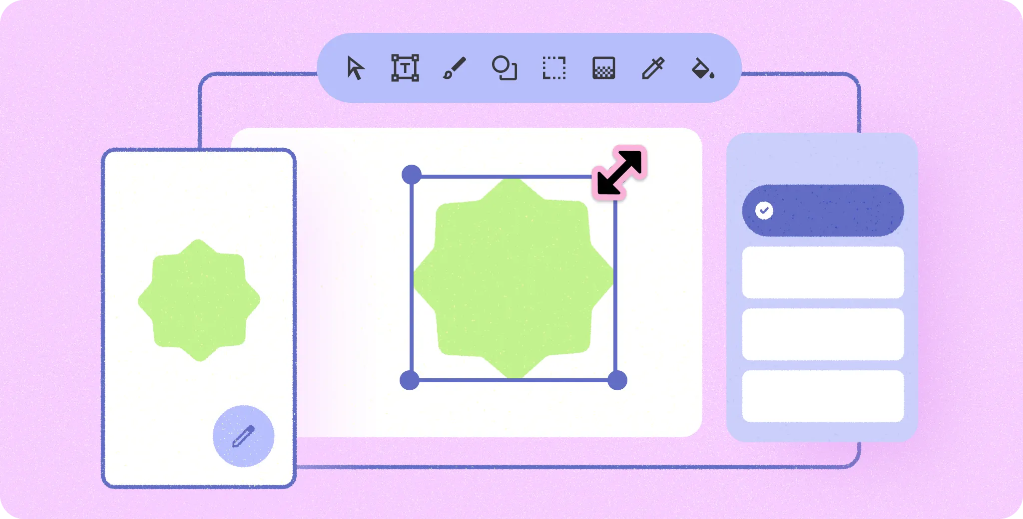 App-Wireframe, das sich an verschiedene Größen anpasst.