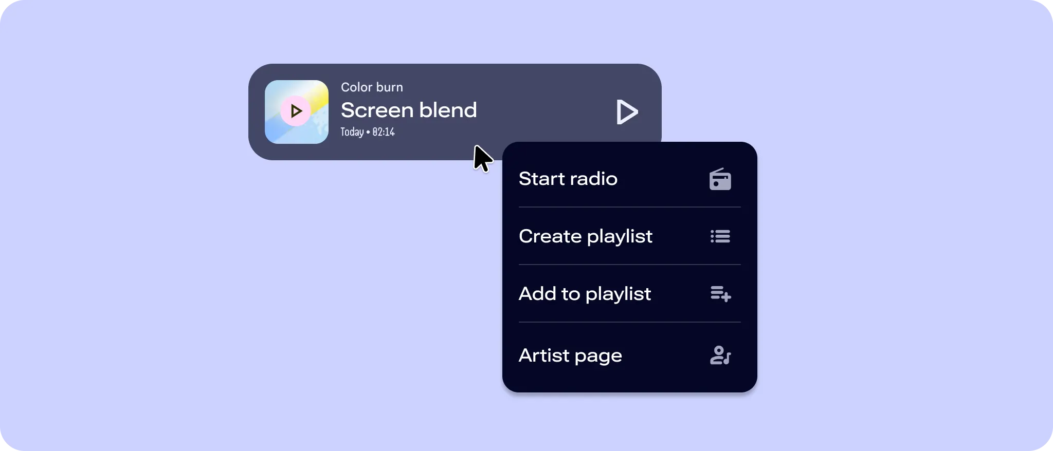 Right-clicking a card to show a context menu for more options