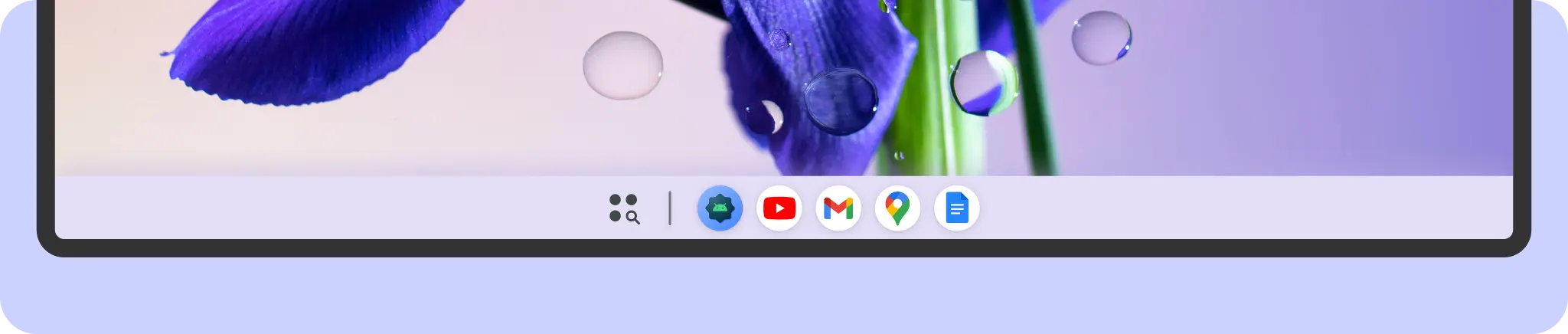 Görev çubuğu, tablet gibi daha büyük ekranlarda görünür.