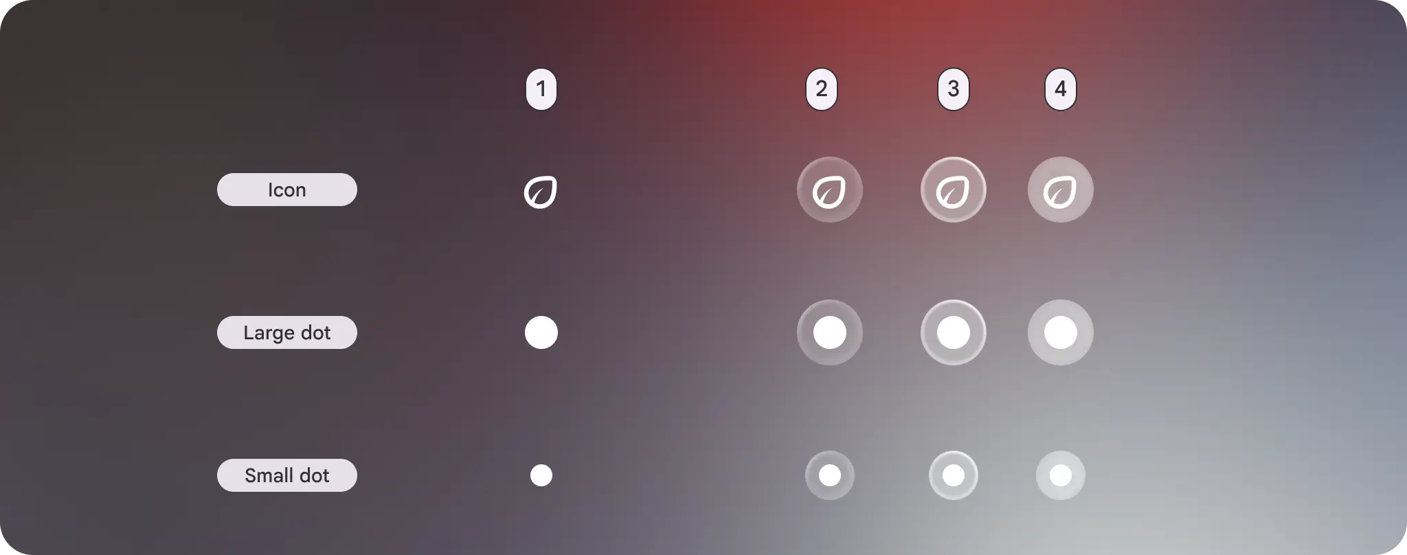 Icon markers have an interactive and non-interacitve state along with focused,
pressed, and enabled