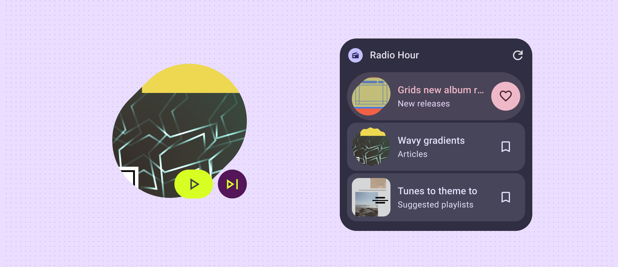 Farklı şekiller kullanan widget'lar