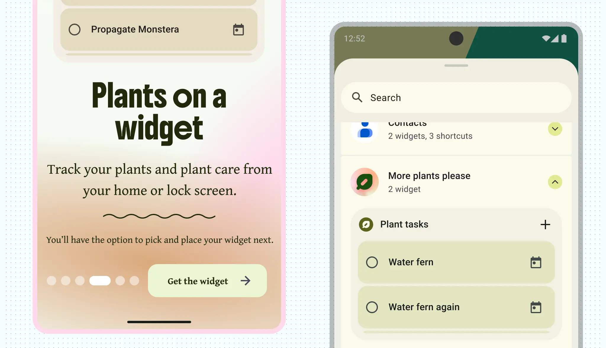 Widget-Onboarding, das zum Anpinnen des Widgets führt