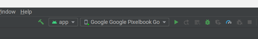 Chromebook отображается в меню устройств Android Studio.