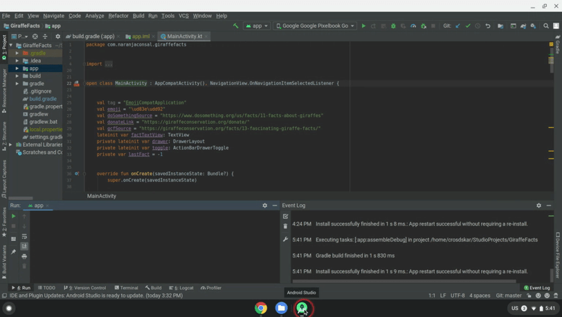 ADB を承認し、Android Studio からアプリを実行します。